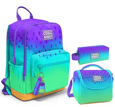 Coral High Üçlü İlk ve Ortaokul Okul Çanta Seti - Mor Lila Renk Geçişli - Kız Çocuk