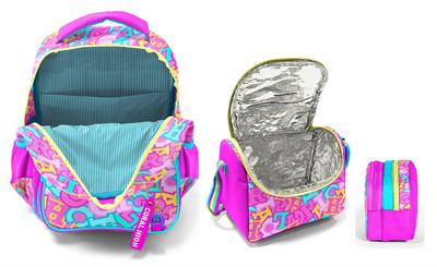 Coral High Üçlü Kız Çocuk İlkokul Okul Çantası Seti (Pembe Su Yeşili Harf Baskılı) SETYGN33241A