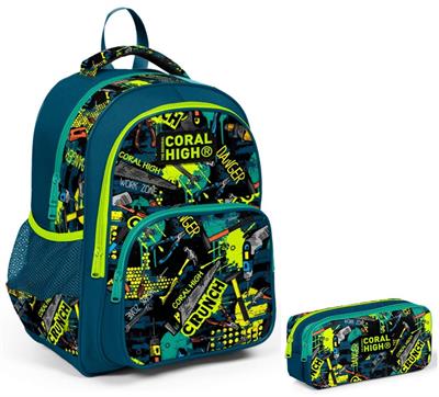 Coral High Yeşil El Aletleri Erkek Çocuk İlkokul Sırt Çantası ve Kalemlik Seti