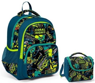 Coral High Yeşil El Aletleri Erkek Çocuk İlkokul Çantası ve Beslenme Çantası Seti