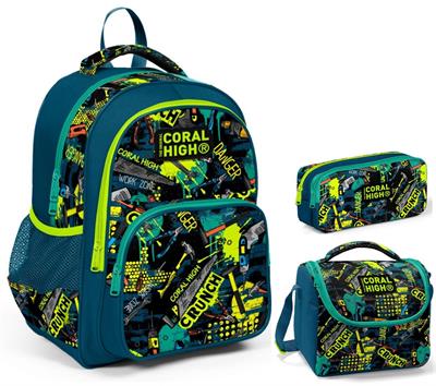 Coral High Yeşil El Aletleri Erkek Çocuk Üçlü İlkokul Okul Çanta Seti