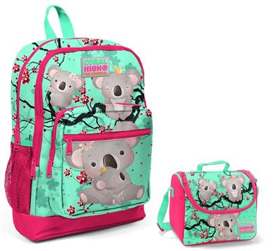 Coral High Yeşil Koala Baskılı İlkokul Çantası ve Beslenme Seti - Kız Çocuk