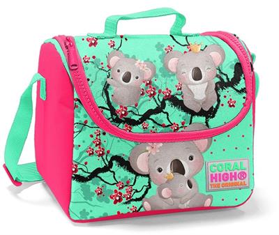 Coral High Yeşil Koala Baskılı Okul Çantası ve Beslenme Çantası Seti - USB Soketli - Kız Çocuk