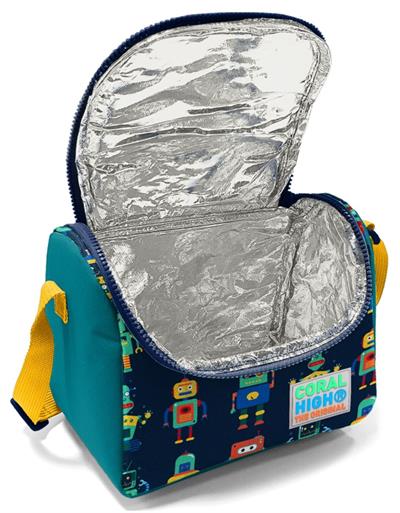 Coral High Yeşil Lacivert Robot Baskılı Erkek  Okul Beslenme Çantası
