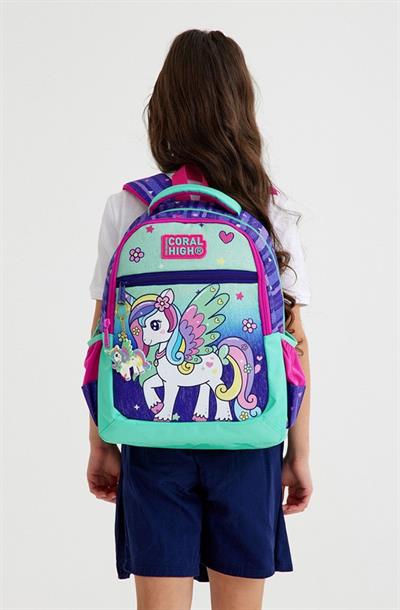 Coral High Yeşil Mor Pegasus İlkokul Okul Sırt Çantası ve Kalemlik Seti