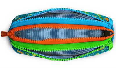 Coral High Yeşil-Turuncu Erkek Çocuk Sevimli Dinazor Baskılı Üç Gözlü Kalem Çantası 22148