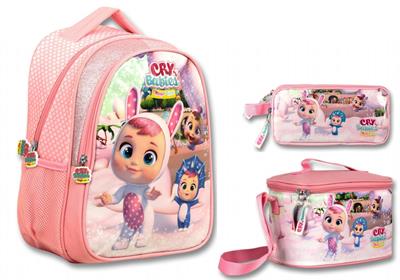 Cry Babies Tavşan Kulaklar Açık Pembe Kız Çocuk Üçlü İlkokul Çanta Seti