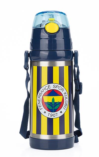 Fenerbahçe Efsane Çubuklu 425 ml Pipetli Çelik Matara/Termos