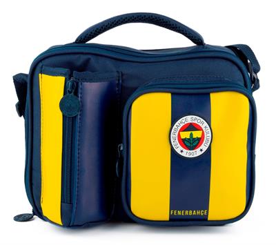 Fenerbahçe Sarı Lacivert Çubuk Desenli Suni Deri Beslenme Çantası - 25758