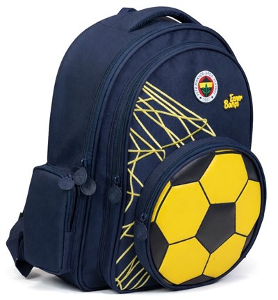 Fenerbahçe Üç Bölmeli Erkek Çocuk Futbol Topu Şekilli Sarı - Lacivert Okul Sırt Çantası - 26784
