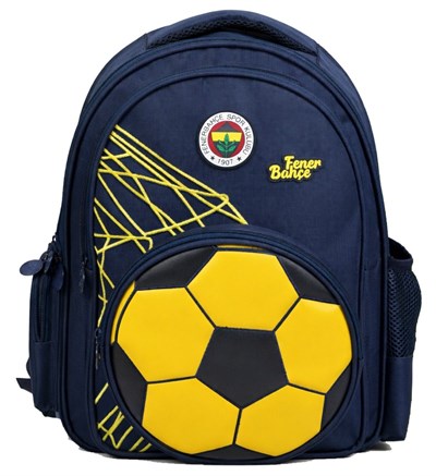 Fenerbahçe Üç Bölmeli Erkek Çocuk Futbol Topu Şekilli Sarı - Lacivert Okul Sırt Çantası - 26784