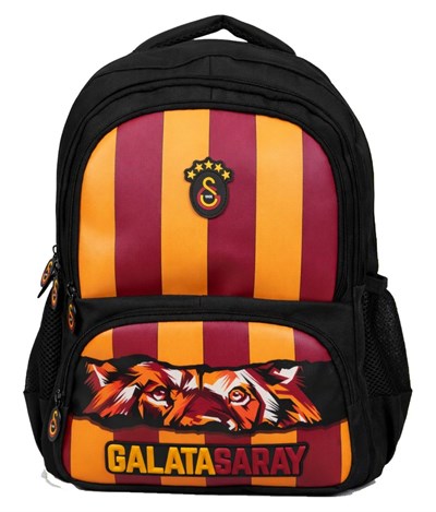 Galatasaray Dört Bölmeli Erkek Çocuk GS Aslan Baskılı Siyah - Kırmızı Okul Sırt Çantası - 26568