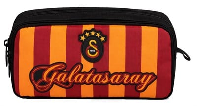 Galatasaray İki Gözlü Erkek Çocuk Galatasaray Baskılı Siyah - Kırmızı - Sarı Okul Kalem Çantası/Kalemlik - 26503