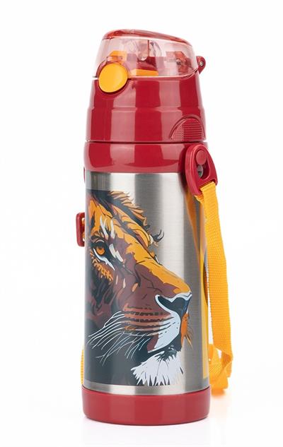 Galatasaray Leon 425 ml Silikon Pipetli Taşıma Asklı Çelik Matara/Termos