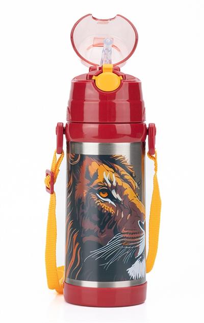 Galatasaray Leon 425 ml Silikon Pipetli Taşıma Asklı Çelik Matara/Termos