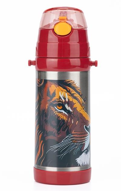 Galatasaray Leon 425 ml Silikon Pipetli Taşıma Asklı Çelik Matara/Termos