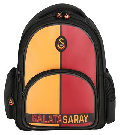 Galatasaray Lisanslı Üç Bölmeli Erkek Çocuk Okul Çantası - Suni Deri Ön Yüz - 25552