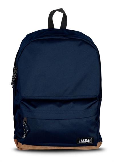 Jacbag Campus-Deri Tabanlı Üç Bölmeli Lacivert Sırt Çantası (Okul, Günlük, Seyahat)