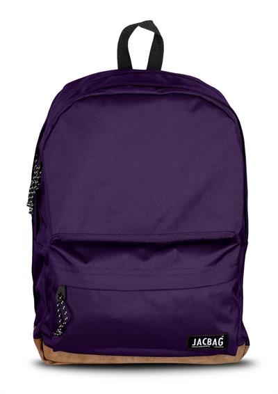 Jacbag Campus-Deri Tabanlı Üç Bölmeli Mor Sırt Çantası (Okul, Günlük, Seyahat)