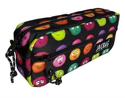 Jacbag Çift Fermuarlı Emoji Kız Çocuk Kalem Kutusu