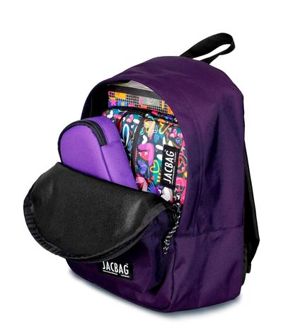 Jacbag Classic Kids - İki Bölmeli Ufak Günlük Mor Sırt Çantası - Jac-34 - Kadın/Kız Çocuk