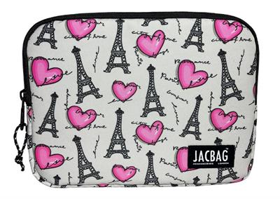 Jacbag Paris Gri/Pembe Kadın/Kız Çocuk Tablet Çantası/Kılıfı (Suya Dayanıklı Malzeme)