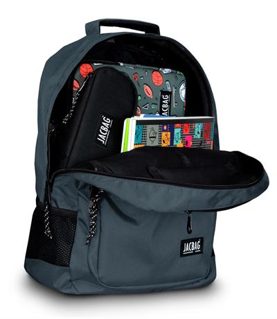 Jacbag Student Üç Bölmeli Gri Çocuk Genç Yetişkin Sırt Çantası - Okul, Günlük Seyahat