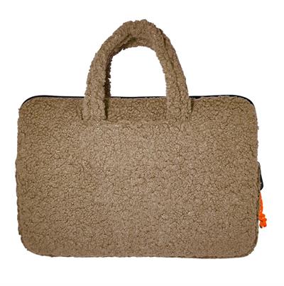 Jacbag Teddy Peluş Bej/Turuncu Kız Çocuk Notebook Laptop ve Evrak Çantası
