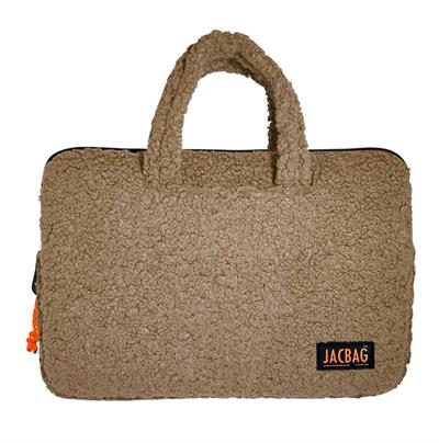 Jacbag Teddy Peluş Bej/Turuncu Kız Çocuk Notebook Laptop ve Evrak Çantası