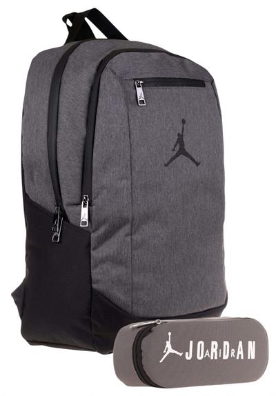 Jordan Air Arizona Okul Sırt Çantası ve Özel Bölmeli Organizer Kalemlik Seti - Erkek - Gri