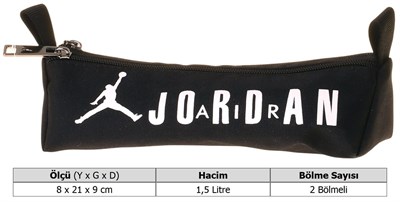 Jordan Air Brooklyn Black Siyah Erkek Çocuk İki Bölmeli Kalem Çantası/Kalemlik - Q3181