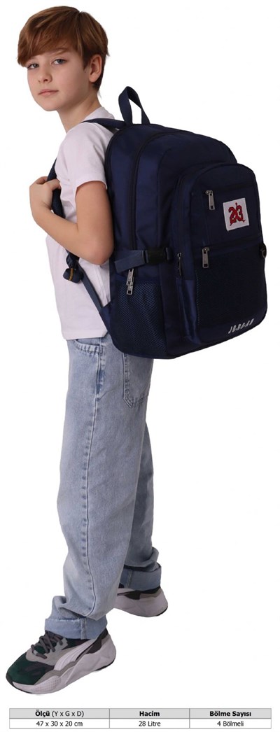 Jordan Air Dört Bölmeli Houston Navy Blue Lacivert Erkek Çocuk Okul Günlük ve Seyahat Sırt Çantası - Q3178
