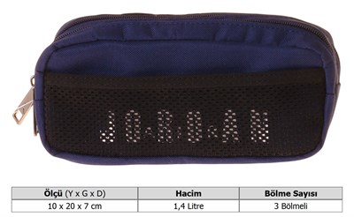 Jordan Air New York Navy Blue Üç Bölmeli Lacivert Erkek Çocuk Kalem Çantası/Kalemlik - Q3167