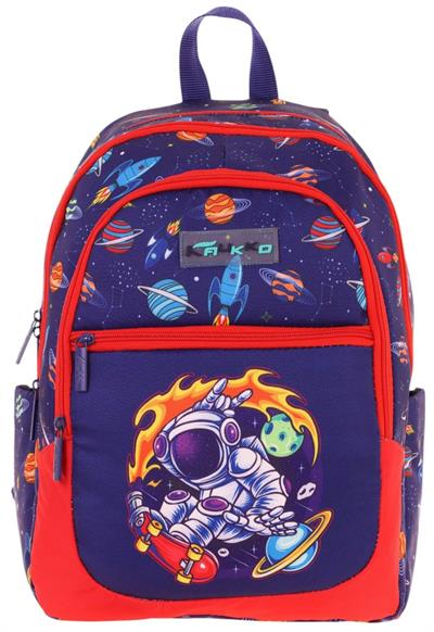 Kauıkko Kids Lacivert Kırmızı Astronot Baskılı Erkek Çocuk Okul Çantası - L5267 - Dört Gözlü