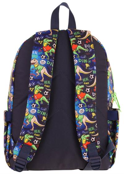 Kauıkko Kids Siyah Yeşil Dinazor Baskılı Erkek Çocuk Okul Çantası - L5266 - Dört Gözlü