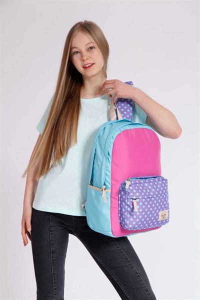Kaukko 3 Colors Puantiyeli Okul ve Günlük Sırt Çantası