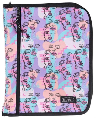 Kaukko A - Forganizer Laptop, Tablet ve Kalemler İçin Dosya Çanta - Mor Siyah - Yüzler - K2345