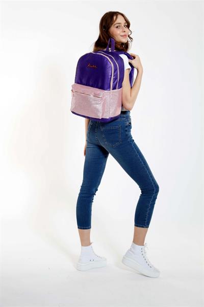 Kaukko Amazing Üç Gözlü Kız  Simli Mor Okul Sırt Çantası - Ortaokul, Lise