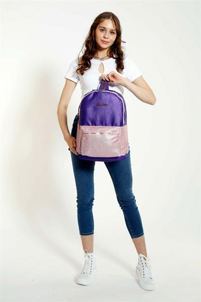 Kaukko Amazing Üç Gözlü Kız  Simli Mor Okul Sırt Çantası - Ortaokul, Lise