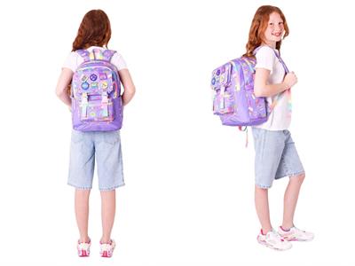 Kaukko Armalı Hobi Desenli Okul Çantası + Kalemlik Seti (L5238+L8238) Kız Çocuk - Mor