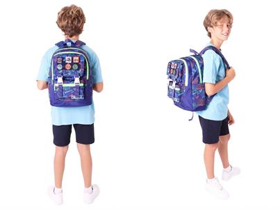 Kaukko Armalı Kamyon Desenli Okul Çantası + Kalemlik Seti (L5279+L8279) Erkek Çocuk - Lacivert Yeşil