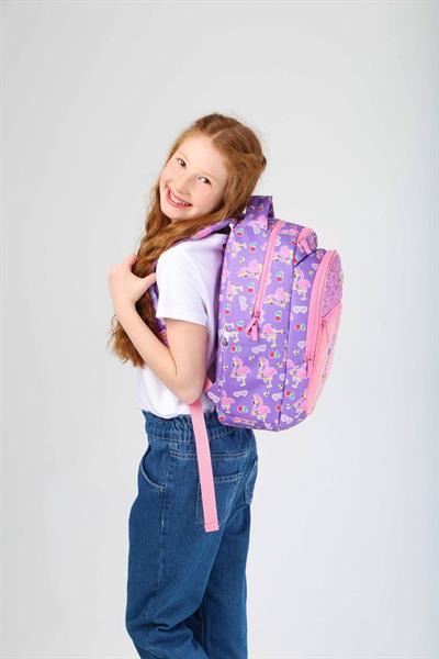 Kaukko Aynalı Taşlı Flamingo Okul Sırt Çantası ve Kalemlik Seti - Kız Çocuk