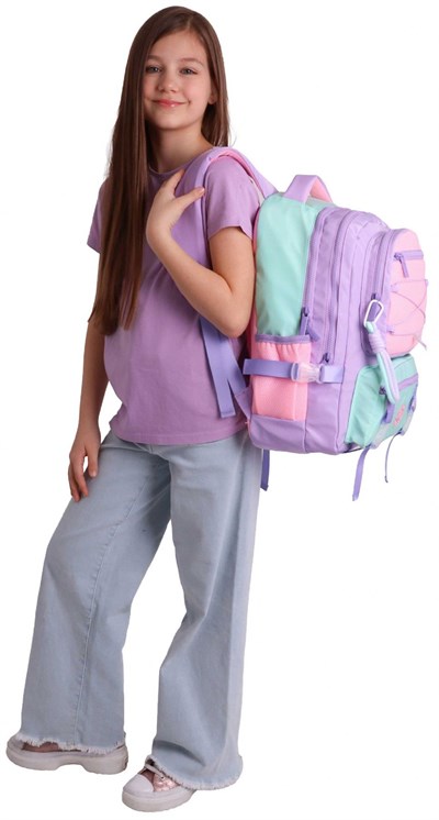 Kaukko Beş Gözlü Mesh Lilac Kız Çocuk Lila - Pembe Okul ve Günlük Sırt Çantası - K1849