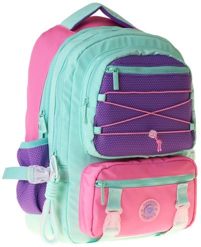 Kaukko Beş Gözlü Mesh Mint Kız Çocuk Yeşil - Mor - Pembe Okul ve Günlük Sırt Çantası - K1851