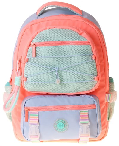 Kaukko Beş Gözlü Mesh Salmon Kız Çocuk Pembe - Yeşil Okul ve Günlük Sırt Çantası - K1853