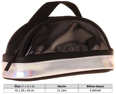 Kaukko Black Silver Parlak Kumaş Detaylı (Siyah - Gümüş) Kız Çocuk Kalem Çantası/Kalemlik - K1856
