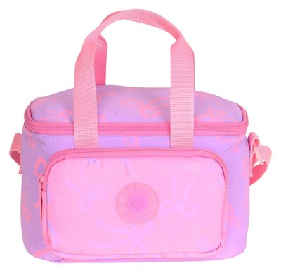 Kaukko Bow Mor Fiyonk Baskılı Kız Çocuk Isı Yalıtımlı Beslenme Çantası - K1880