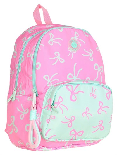 Kaukko Bow Pembe Yeşil Fiyonk Desenli Okul Çantası K1876
