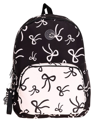 Kaukko Bow Siyah Beyaz Fiyomk Desenli Okul Çantası K1885