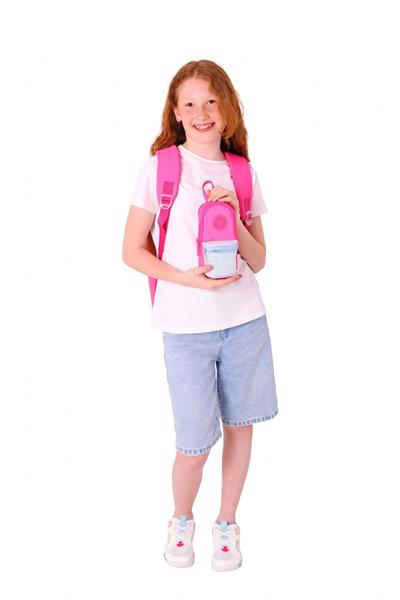 Kaukko Bright Kız Çocuk Taşlı Pembe Okul Çantası ve Çanta Şekilli Kalemlik Seti